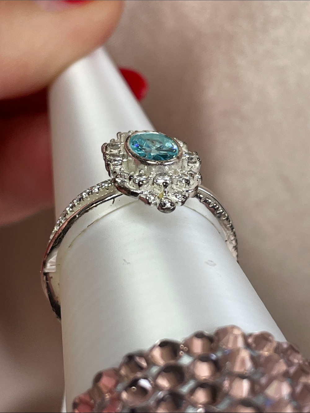 Bomb Party RETRO "The Sterling Club" Aqua CZ on 925 Sterling Silver Size 10 - Picture 6 of 10